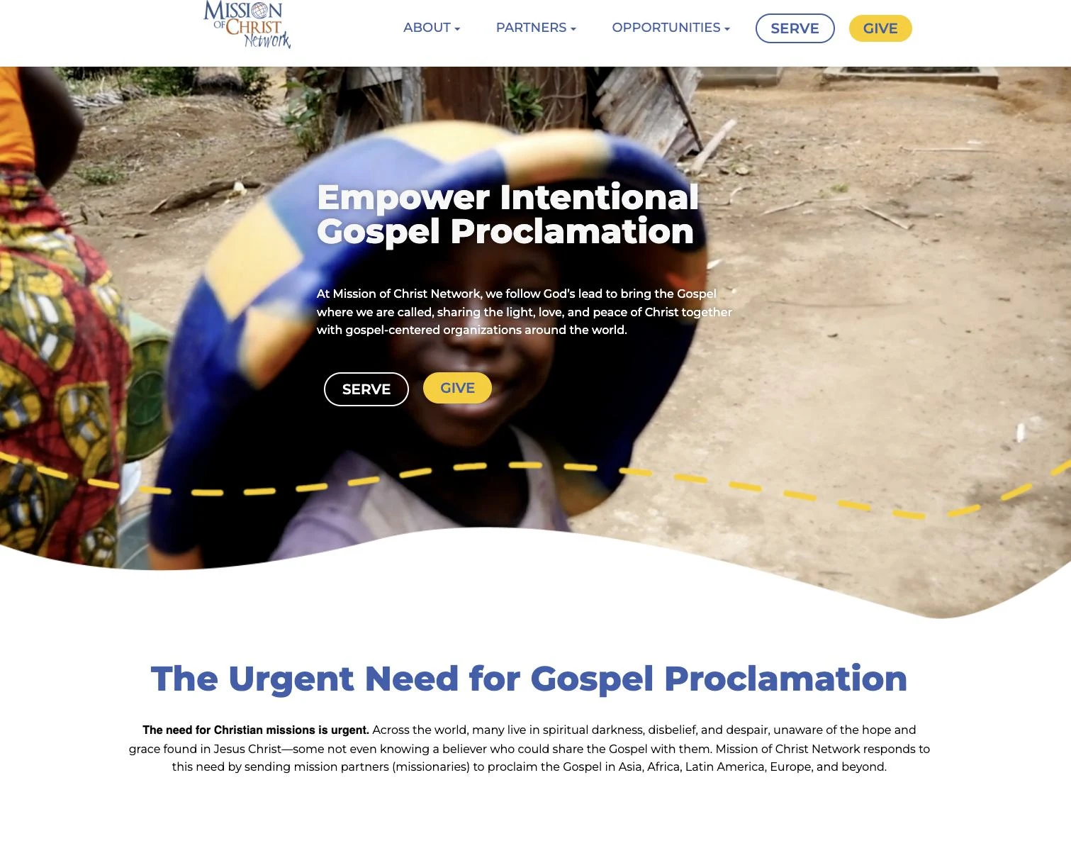Visit Mission of Christ Network — homepage design featuring Empower Intentional Gospel Proclamation